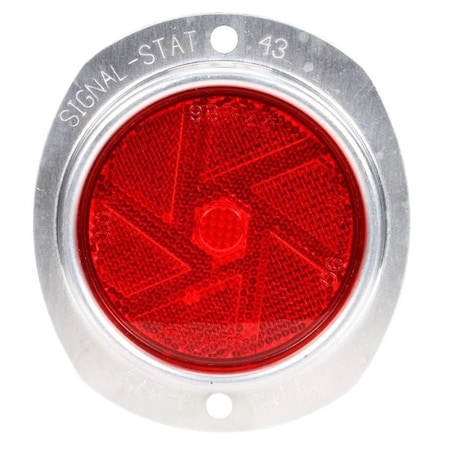 Truck-Lite Signal-Stat, Armored, Round, Red, Reflector, Silver Aluminum 2 Screw Or Bracket Mount 43